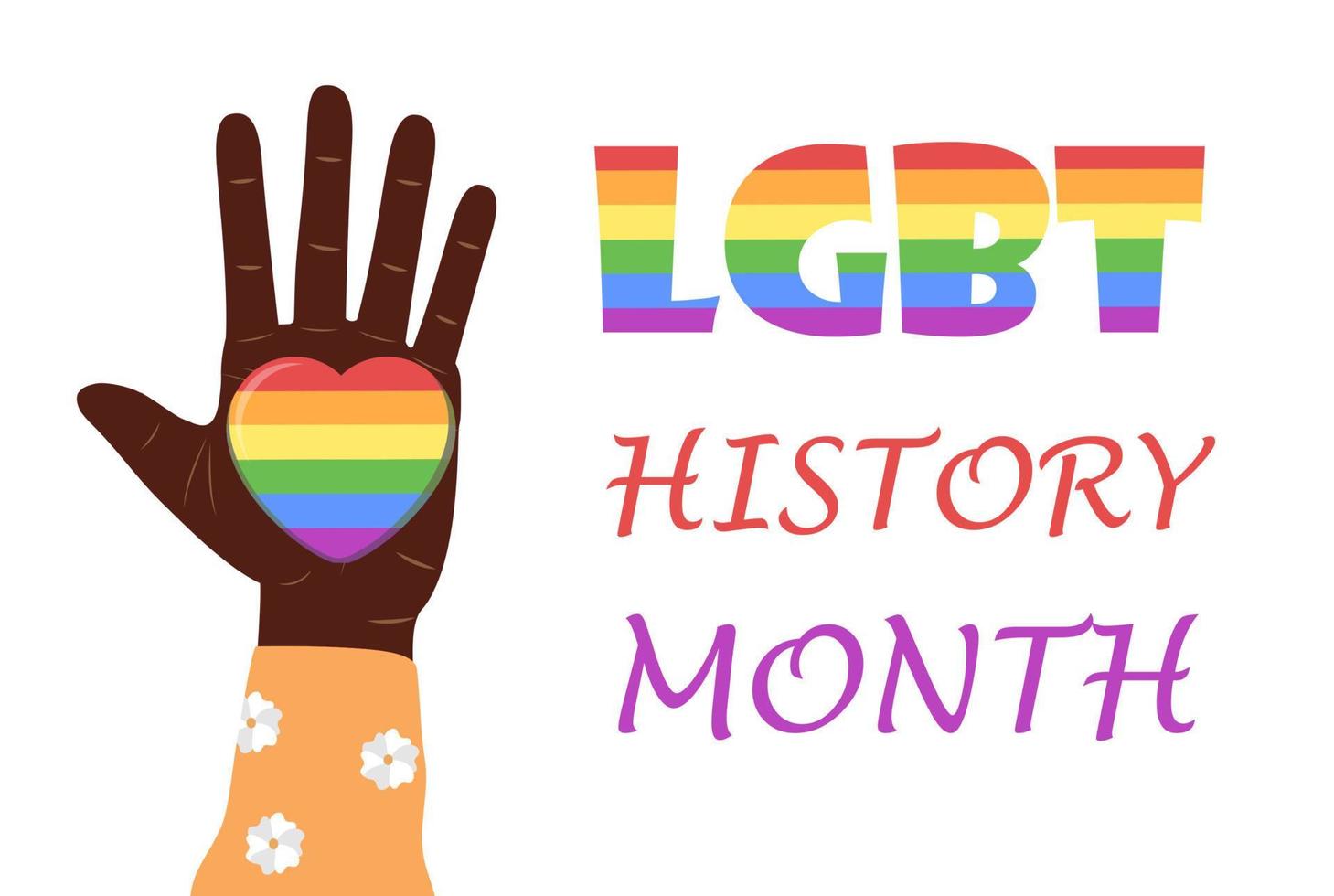 vettore di concetto del mese della storia lgbt per banner, poster, web. il cuore è dipinto con i colori dell'orgoglio lgbt.
