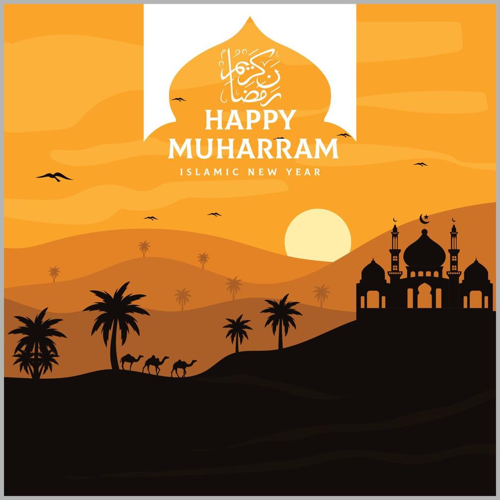 felice muharram islamico capodanno festival sfondo vettore
