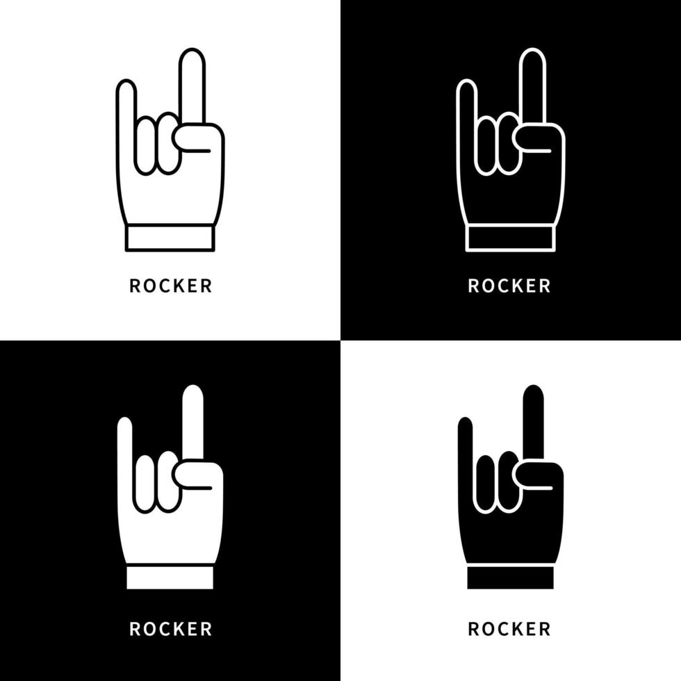 logo dell'icona del gesto della mano a bilanciere. illustrazione del simbolo di vettore del dito di metallo. simbolo del rock and roll