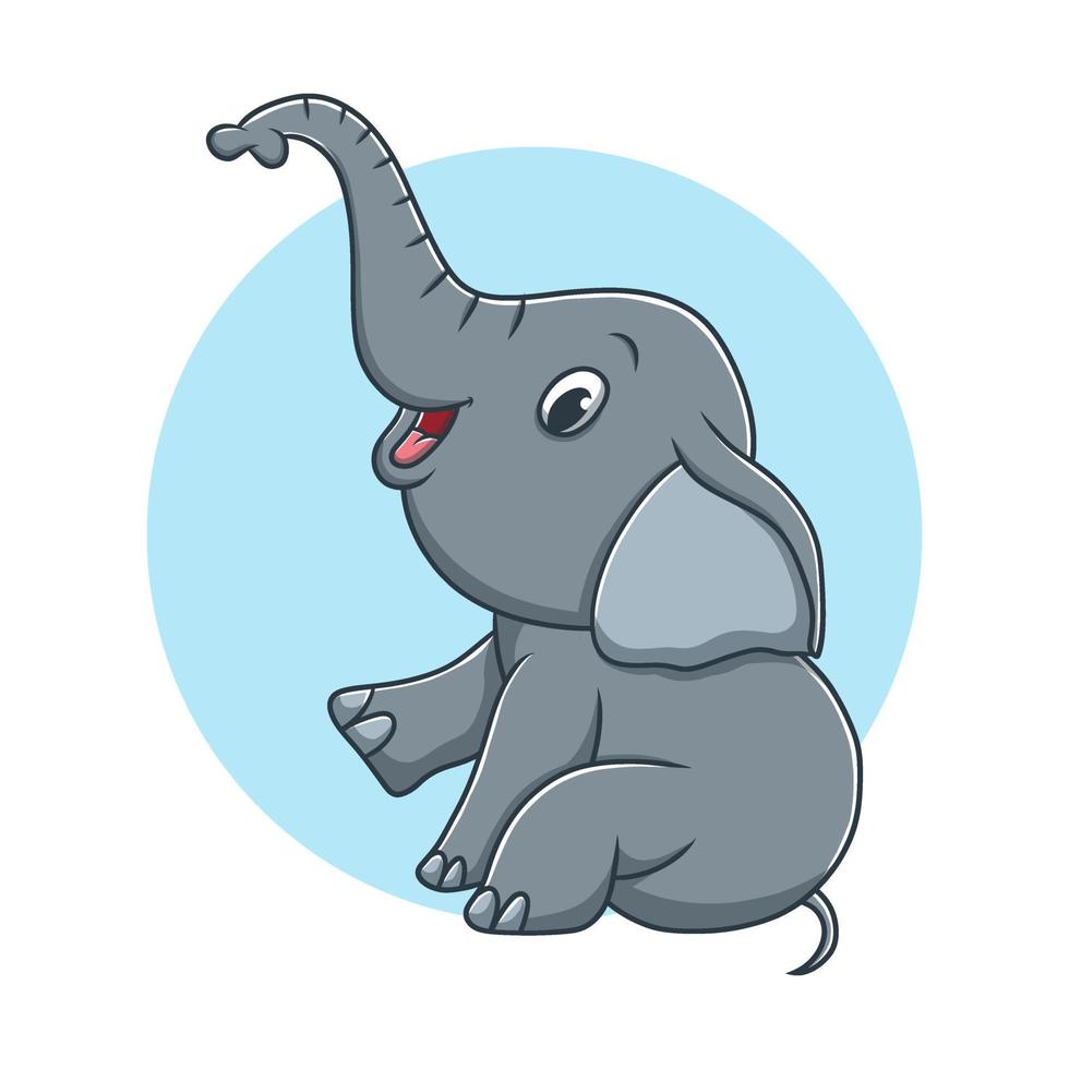 elefante animale bambini disegno cartone animato. illustrazione vettoriale della mascotte dell'elefante del bambino. personaggio carino dei mammiferi dello zoo e della giungla