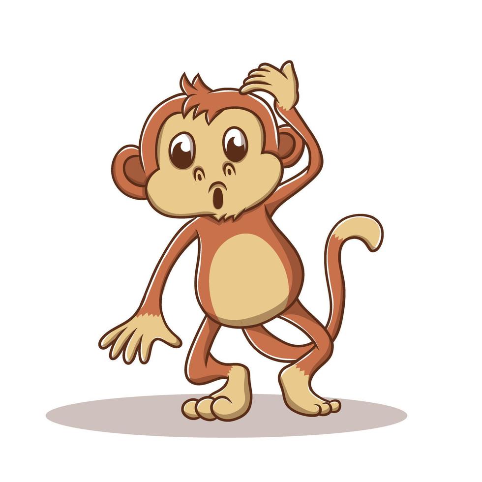 cartone animato icona animale scimmia. illustrazione vettoriale della mascotte della giungla di scimpanzé e asino