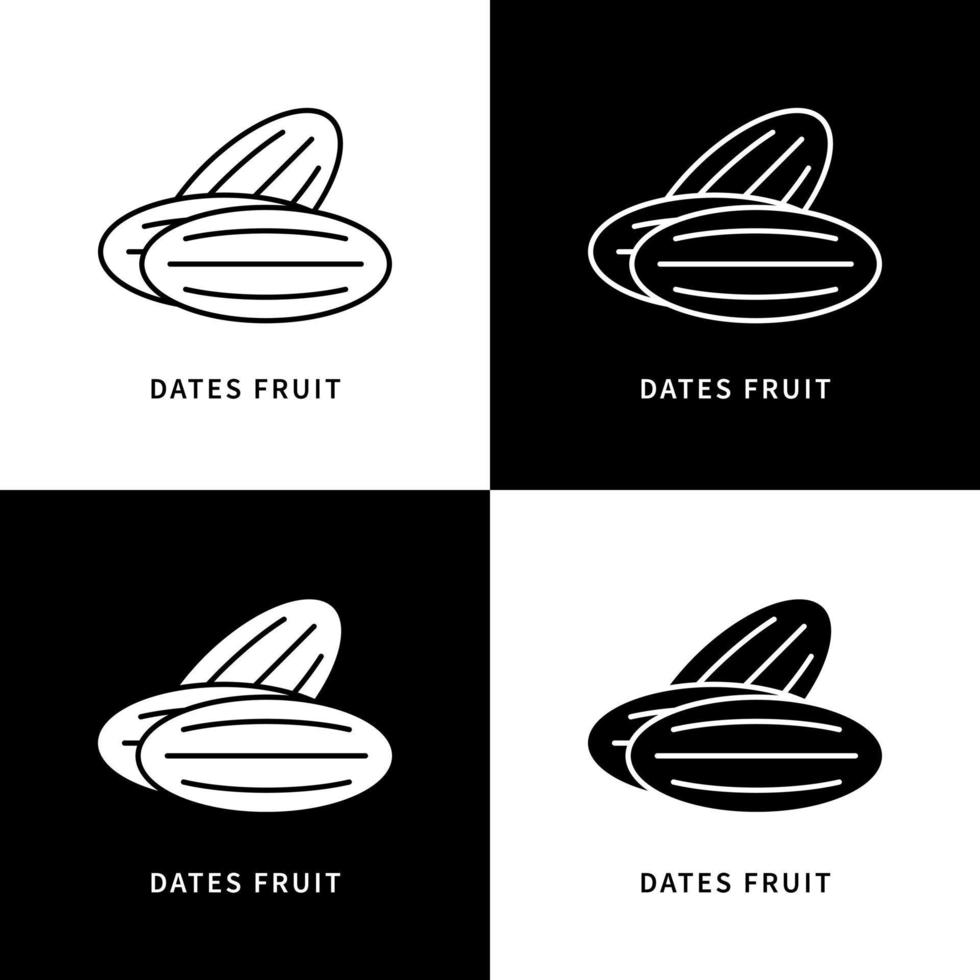 date icona frutta logo. iftar musulmano nell'illustrazione di simbolo di vettore del ramadan. frutta secca araba