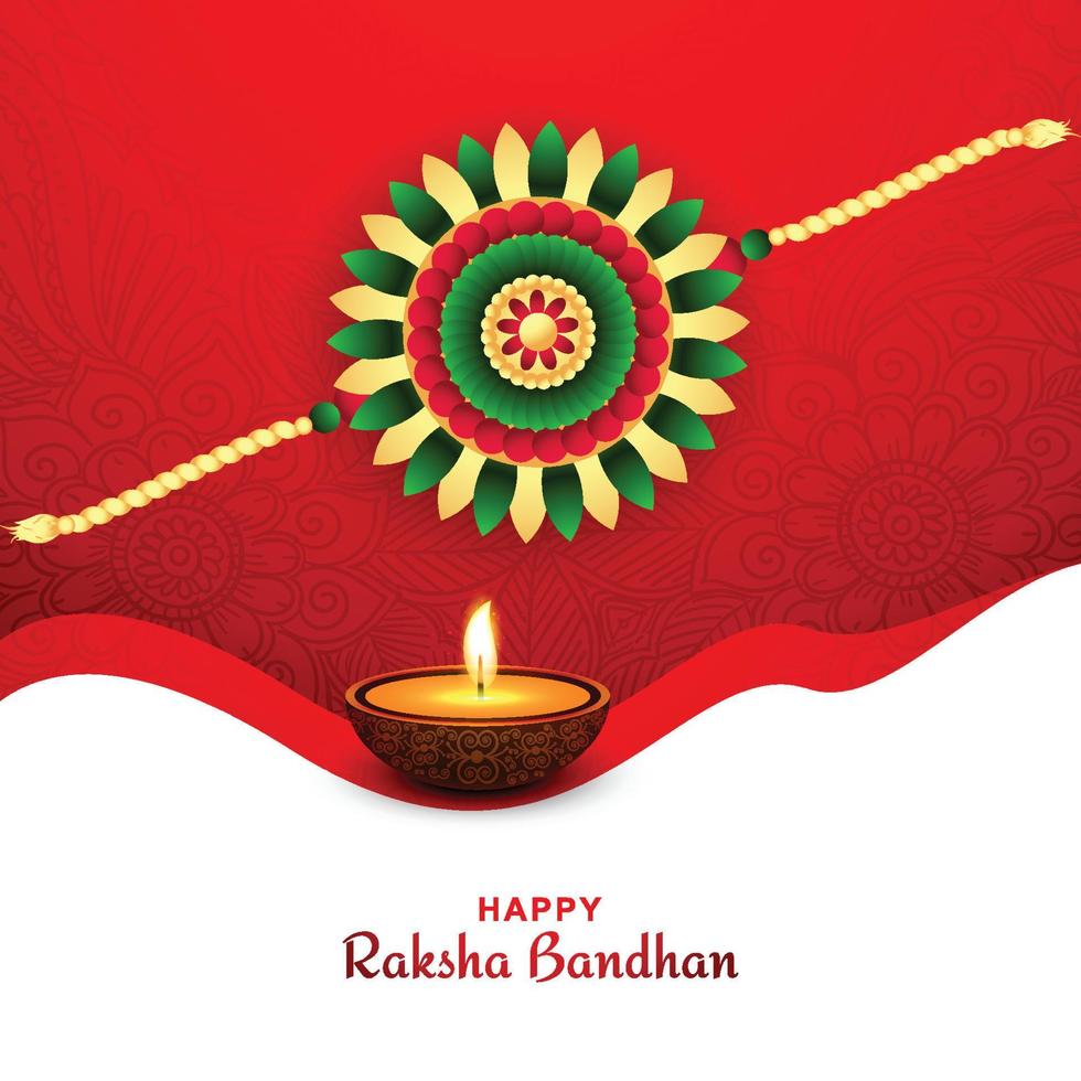 bellissimo rakhi decorativo per lo sfondo della carta raksha bandhan del festival indiano vettore