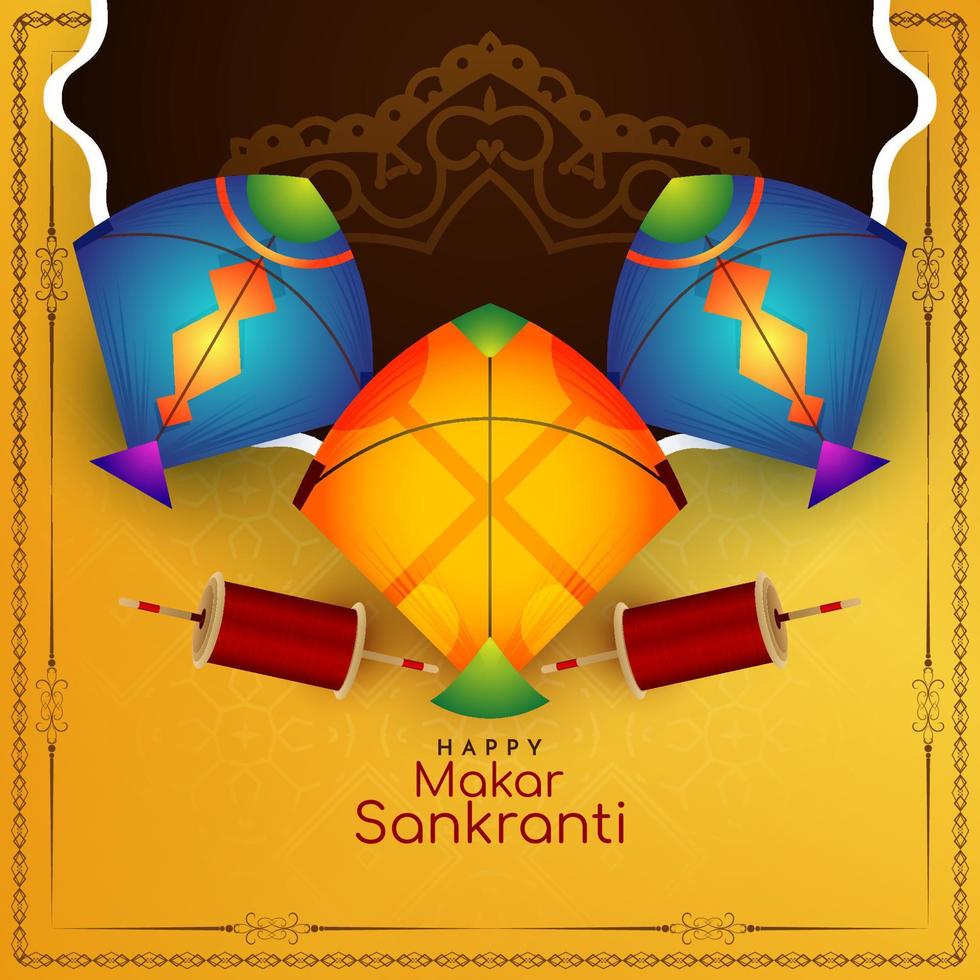 makar sankranti festival sfondo design con aquiloni colorati vettore