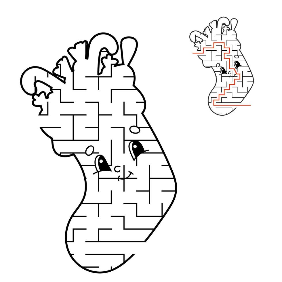 labirinto astratto. gioco per bambini. puzzle per bambini. enigma del labirinto. trova la strada giusta. foglio di lavoro per l'istruzione. con risposta. tema natalizio. vettore