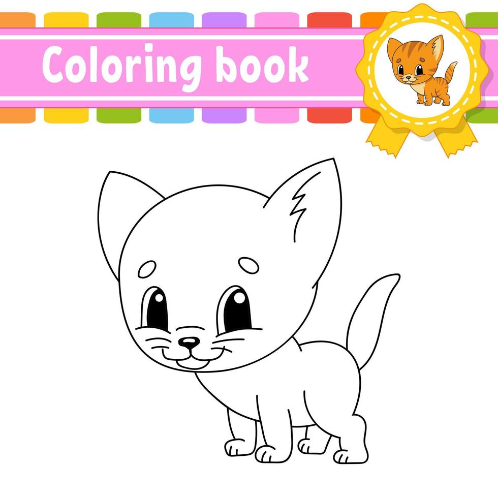 libro da colorare per bambini. carattere allegro. illustrazione vettoriale. stile cartone animato carino. sagoma di contorno nero. isolato su sfondo bianco. vettore