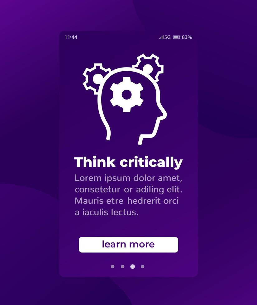 pensa in modo critico banner mobile, design vettoriale