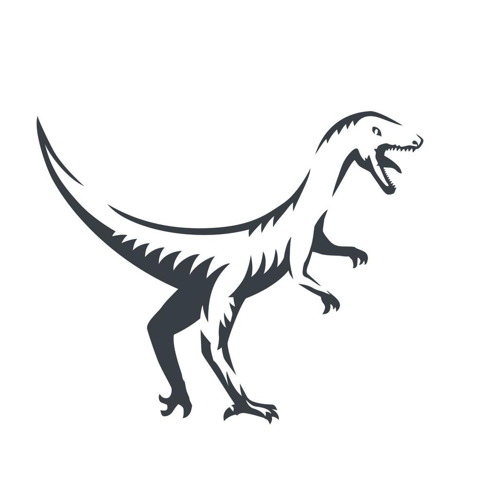 velociraptor, contorno di dinosauro rapace, illustrazione vettoriale