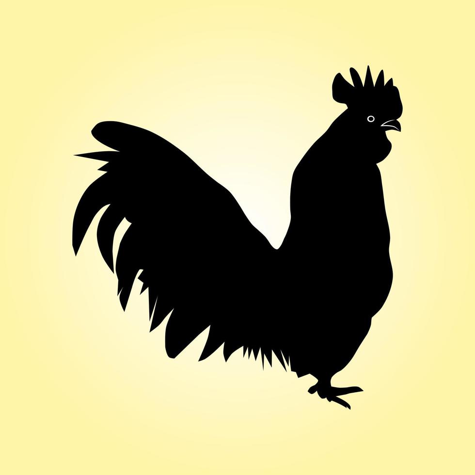 illustrazione vettoriale di pollo con silhouette. isolato su sfondo bianco.