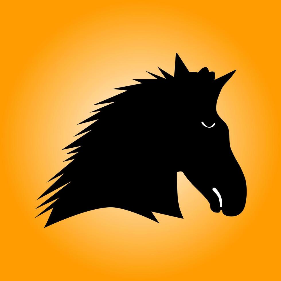 testa di cavallo con design silhouette. illustrazione vettoriale. vettore