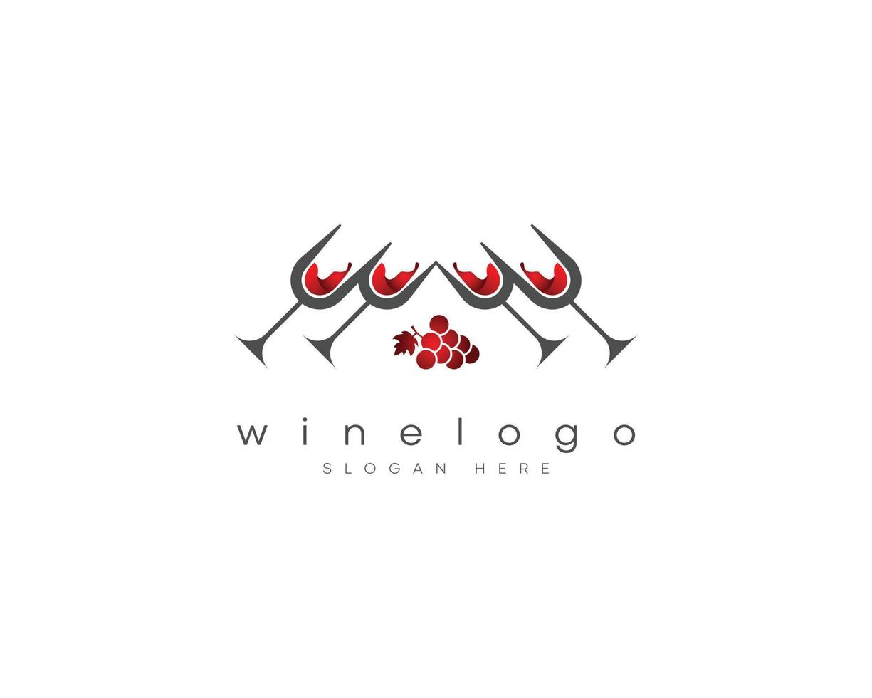 design del logo del vino, bicchieri da vino, logo dell'uva design del logo vettoriale del vino o della vite