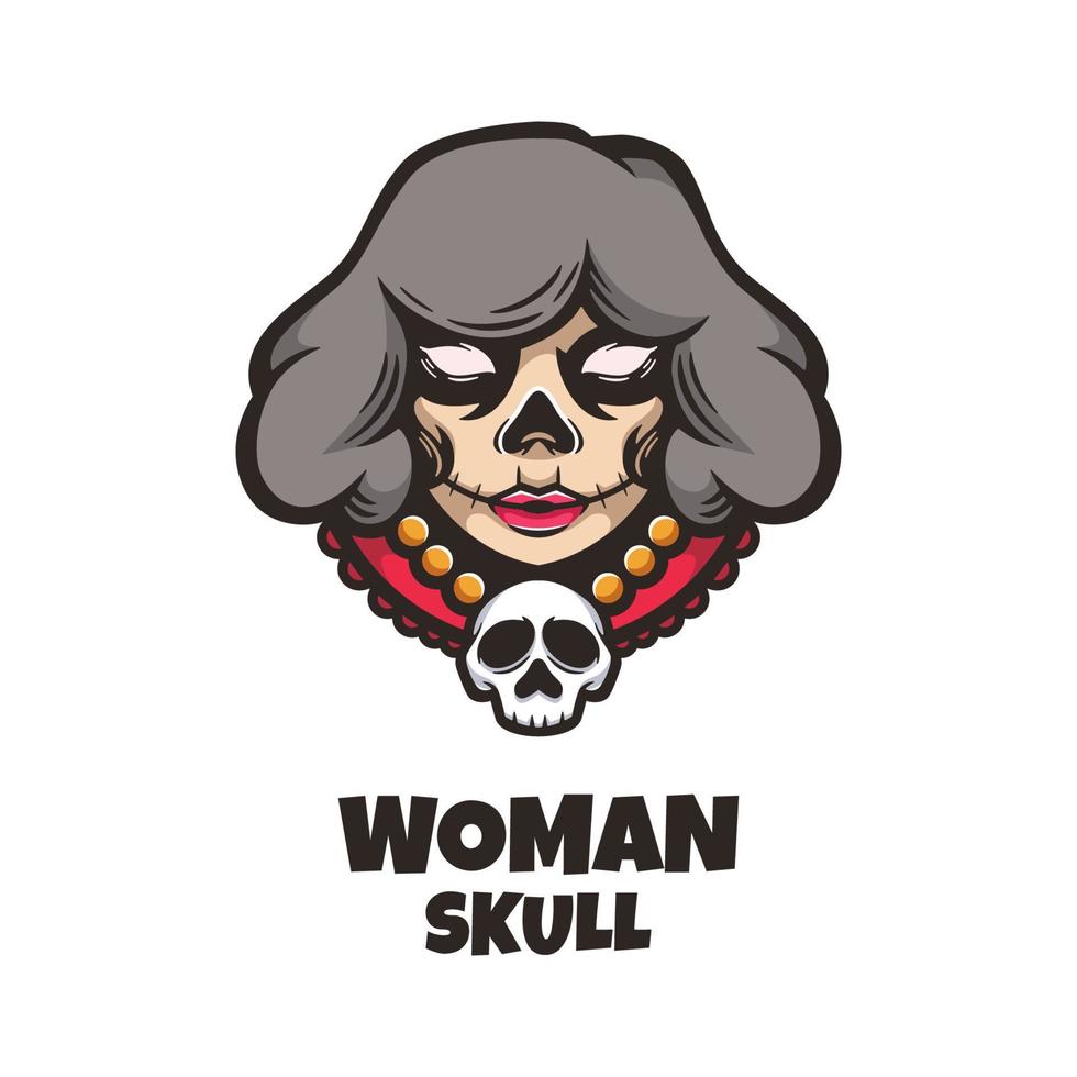 illustrazione grafica vettoriale del cranio della donna, buona per il design del logo
