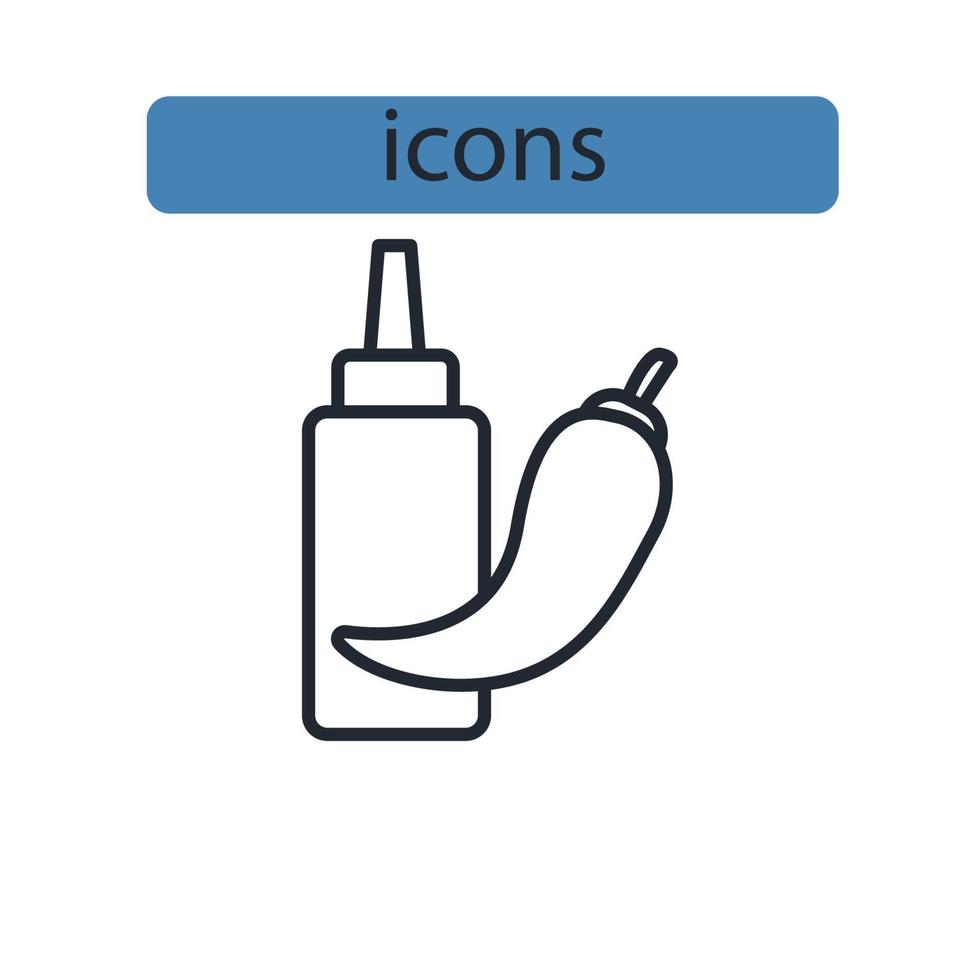 Chili salsa bottiglia icone simbolo elementi vettoriali per il web infografica