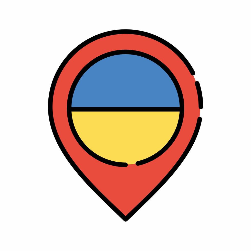 bandiera dell'ucraina nello stile della linea piena di simbolo di posizione vettore