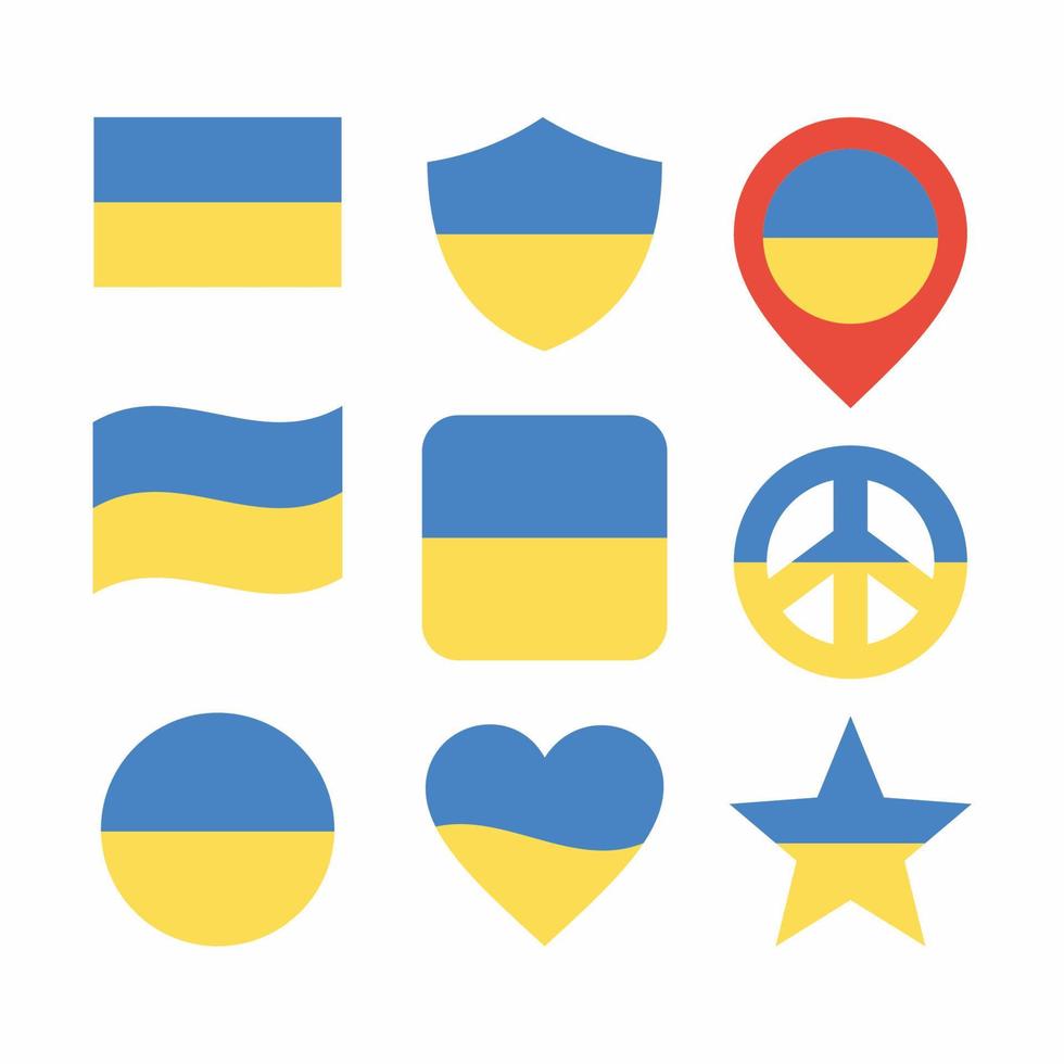 icona della bandiera dell'ucraina imposta uno stile piatto vettore