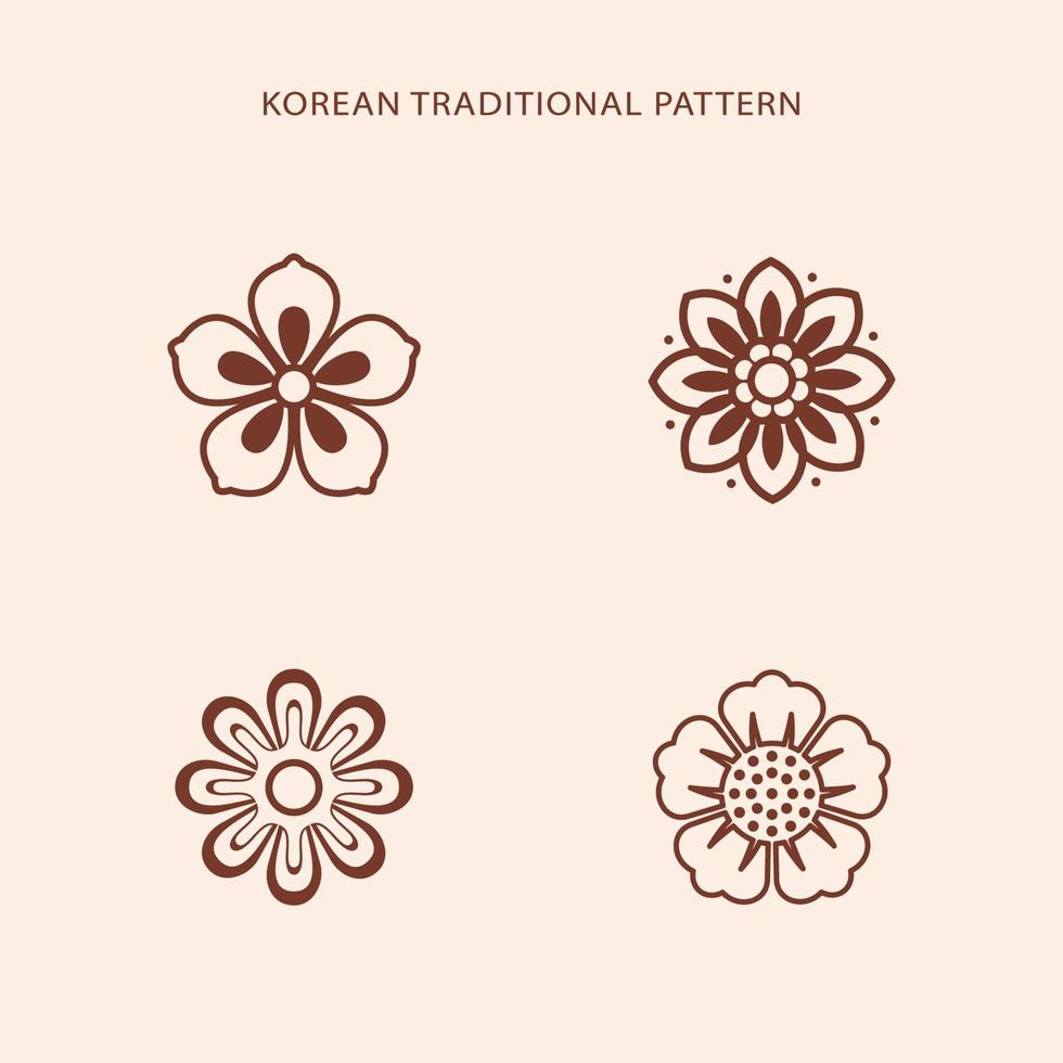 modello di linea tradizionale coreano. stile asiatico. Corea, simbolo della Cina vettore