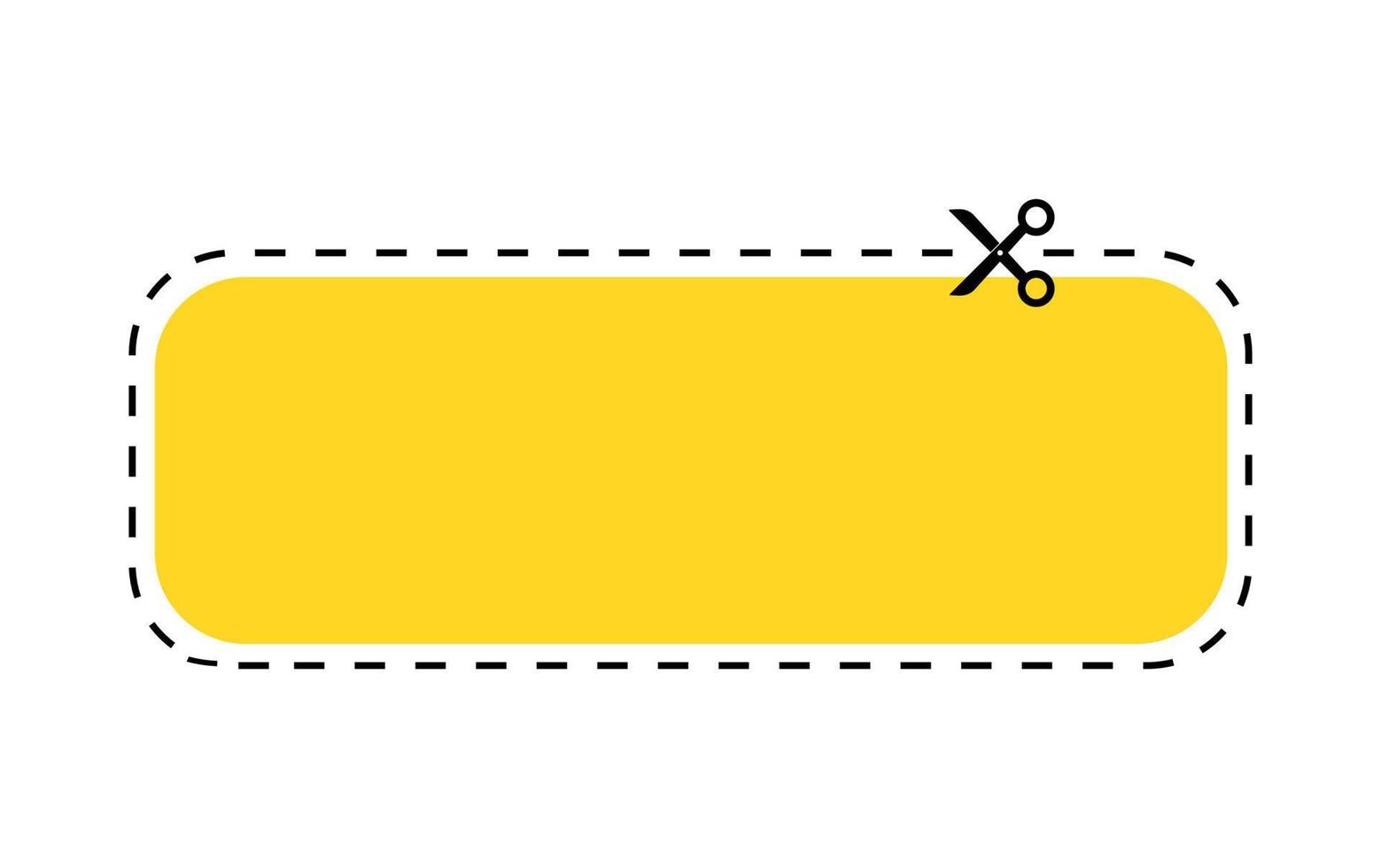 cedola gialla in vendita. modello di sconto con linea di taglio tratteggiata e icona di forbici su sfondo bianco. vettore