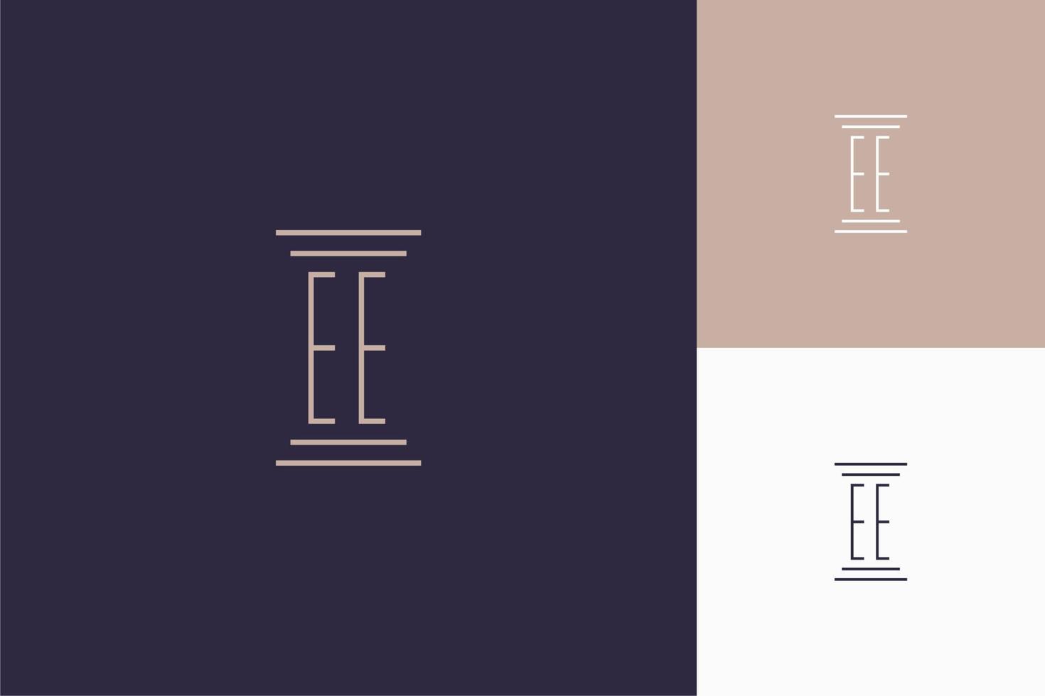 ee design delle iniziali del monogramma per il logo dello studio legale vettore