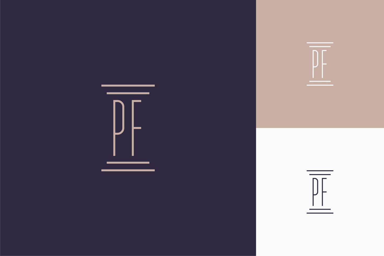 design delle iniziali del monogramma pf per il logo dello studio legale vettore