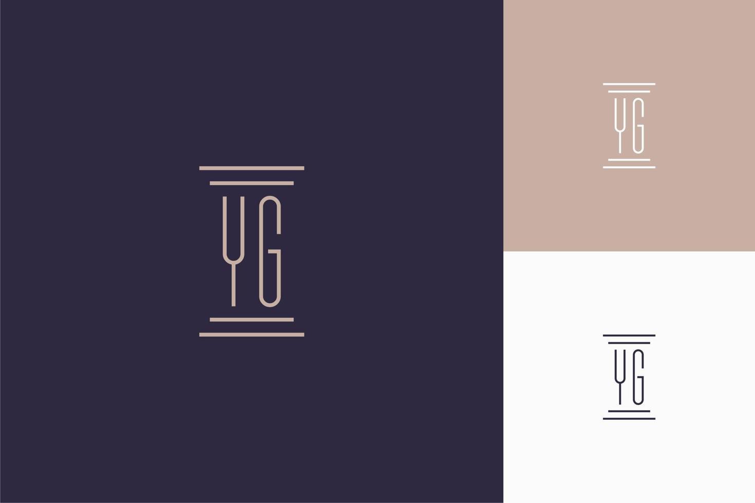 design delle iniziali del monogramma yg per il logo dello studio legale vettore