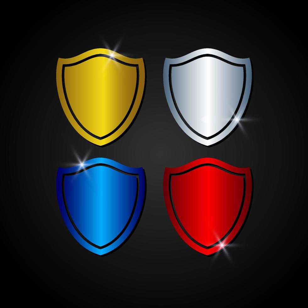 set di icone dello scudo. illustrazione vettoriale di protezione dello scudo. scudo per simbolo di sicurezza o protezione.