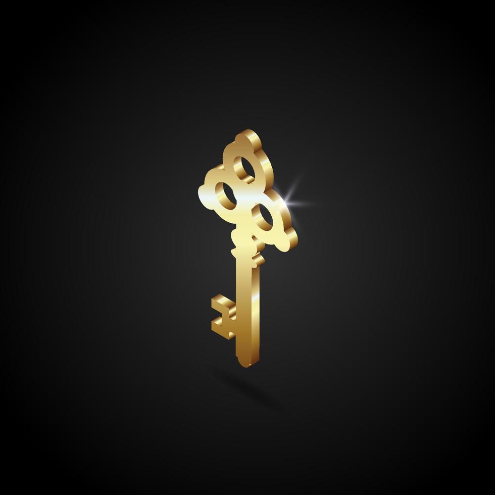 illustrazione vettoriale di lusso chiave d'oro. il simbolo della chiave. icona chiave.