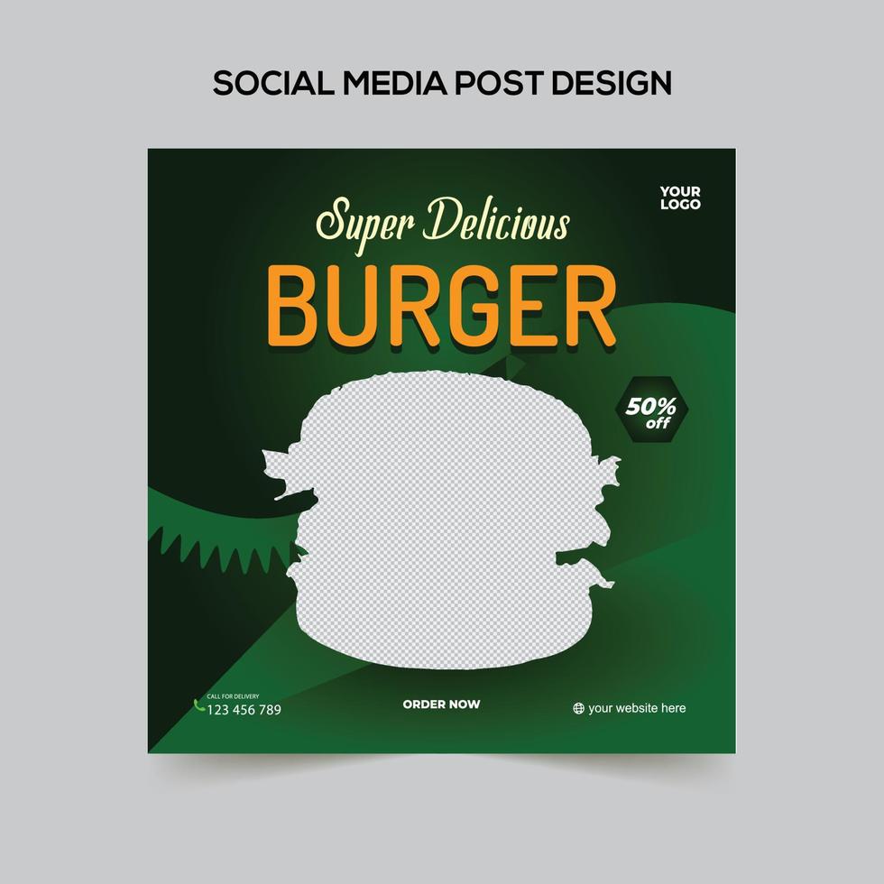 fast food hamburger modelli di social media disegno vettoriale vettore premium
