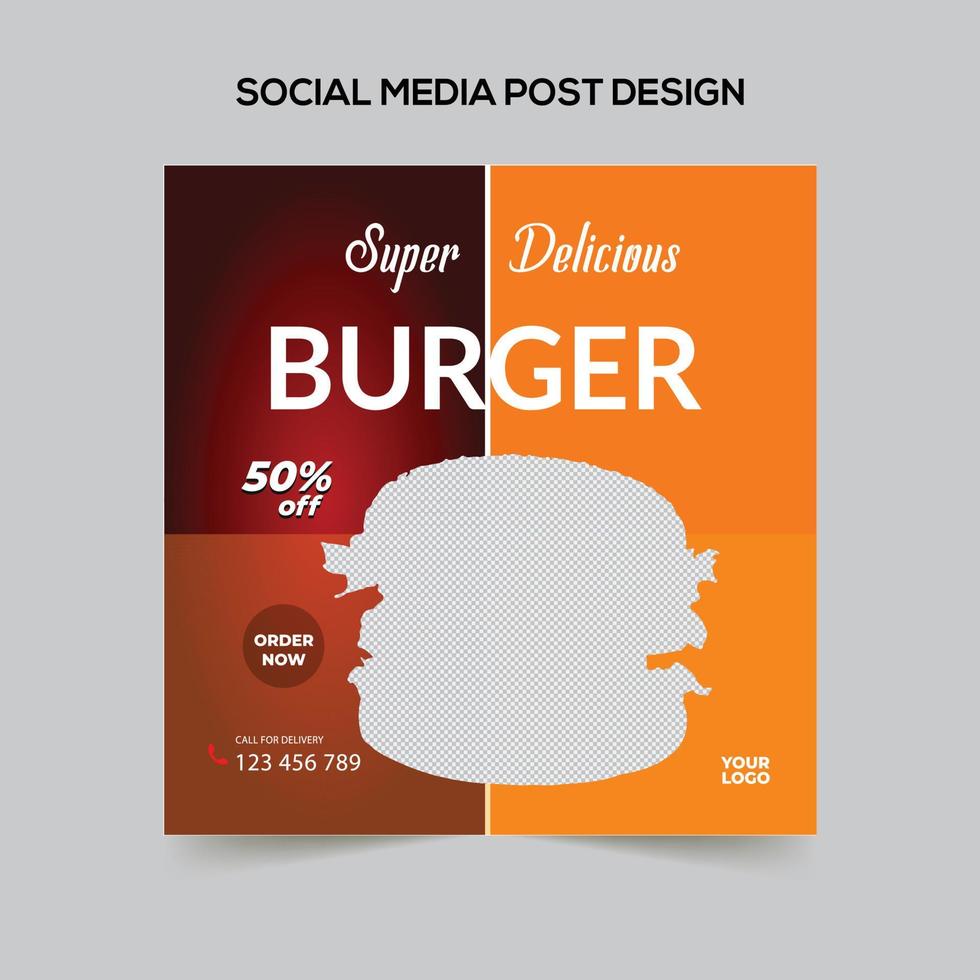 fast food hamburger modelli di social media disegno vettoriale vettore premium