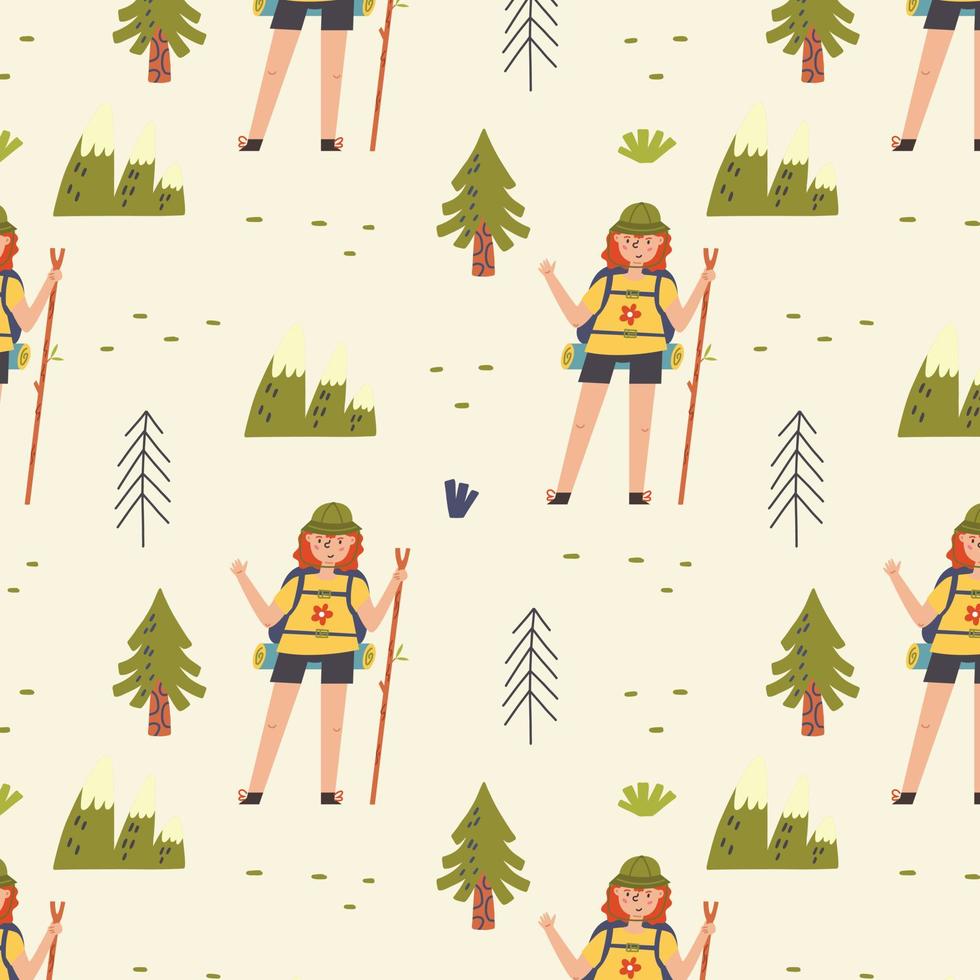 pattern scout nella foresta di alberi vettore