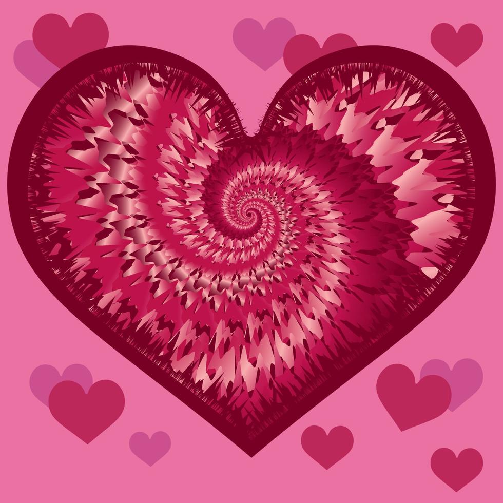 cuore con spirale strutturata. design di San Valentino per biglietti d'invito di nozze, volantini e stampe all-over vettore