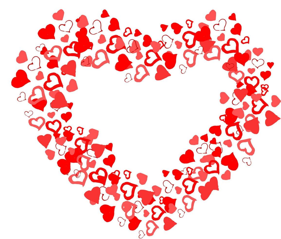 cartolina di san valentino, un grande cuore fatto di tanti cuoricini. illustrazione vettoriale per la carta dell'invito di nozze