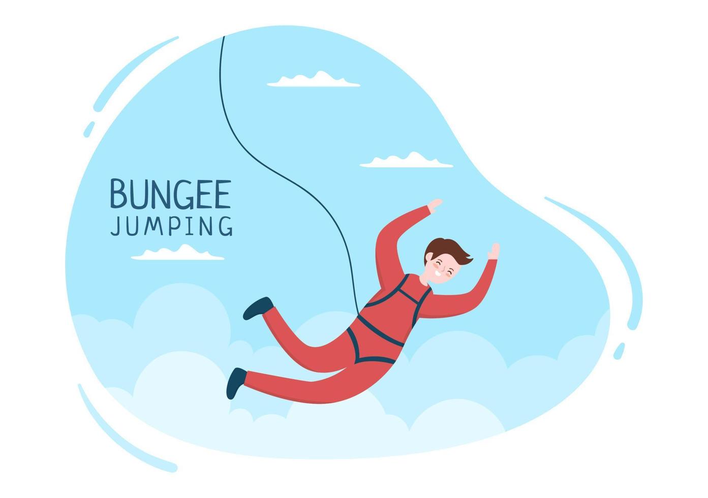bungee jumping di persone legate con una corda elastica che cade dopo il salto da un'altezza in un fumetto piatto illustrazione vettoriale sport estremo