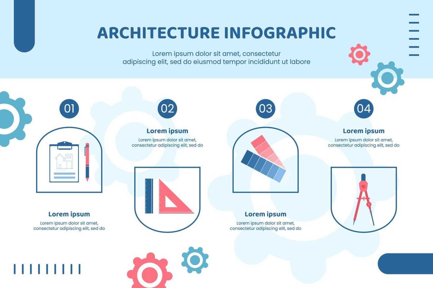 illustrazione di vettore del fondo del fumetto piatto del modello infografico dell'architetto o dell'ingegnere