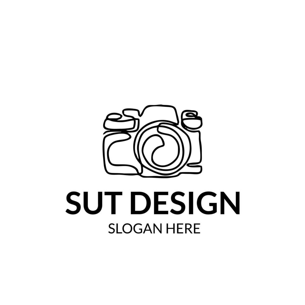 logo della fotocamera con disegno vettoriale del logo in stile art linea