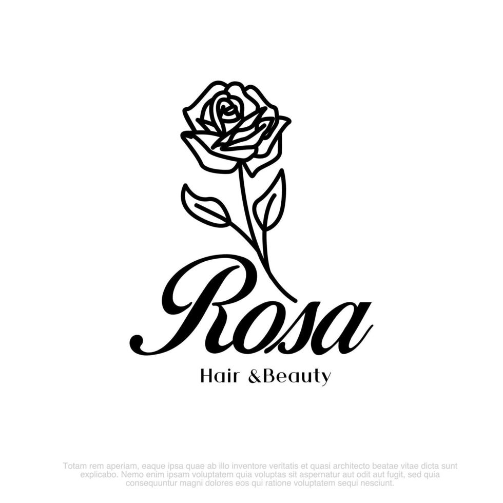 logo della linea disegnata a mano in stile minimalista ed elegante con logo rosa femminile vettore