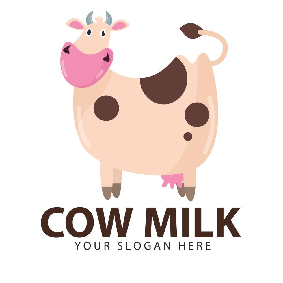 illustrazione di logo di mucca simpatico cartone animato vettore