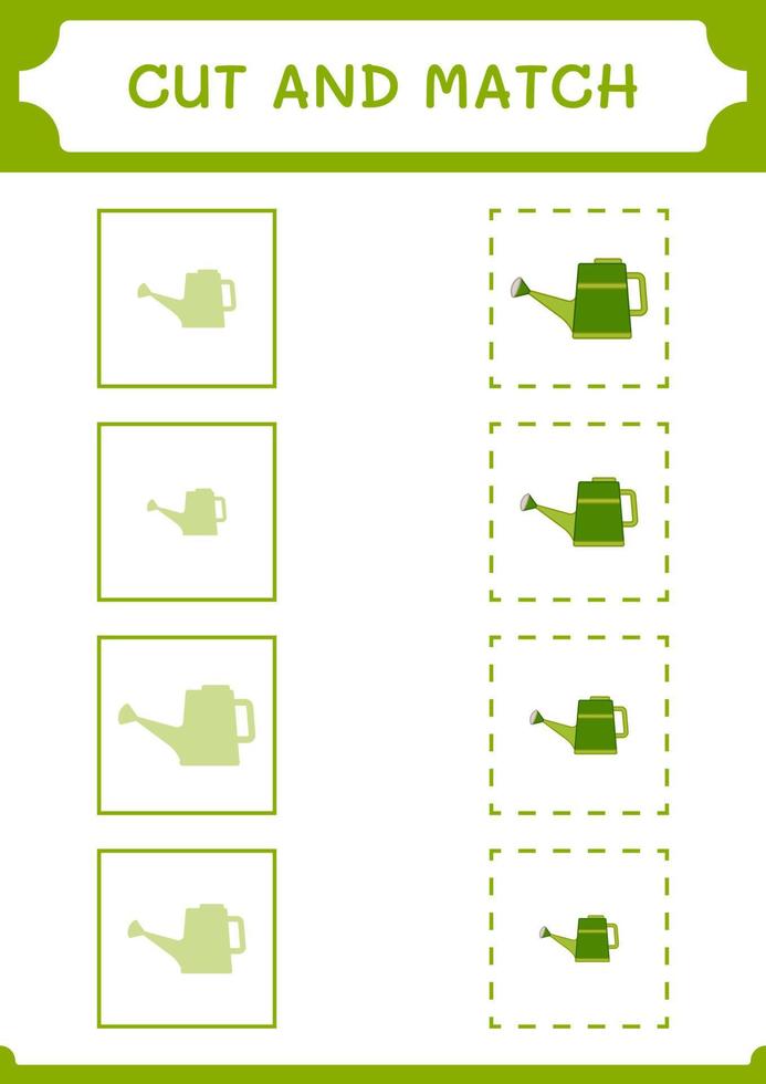 taglia e abbina parti di annaffiatoio, gioco per bambini. illustrazione vettoriale, foglio di lavoro stampabile vettore