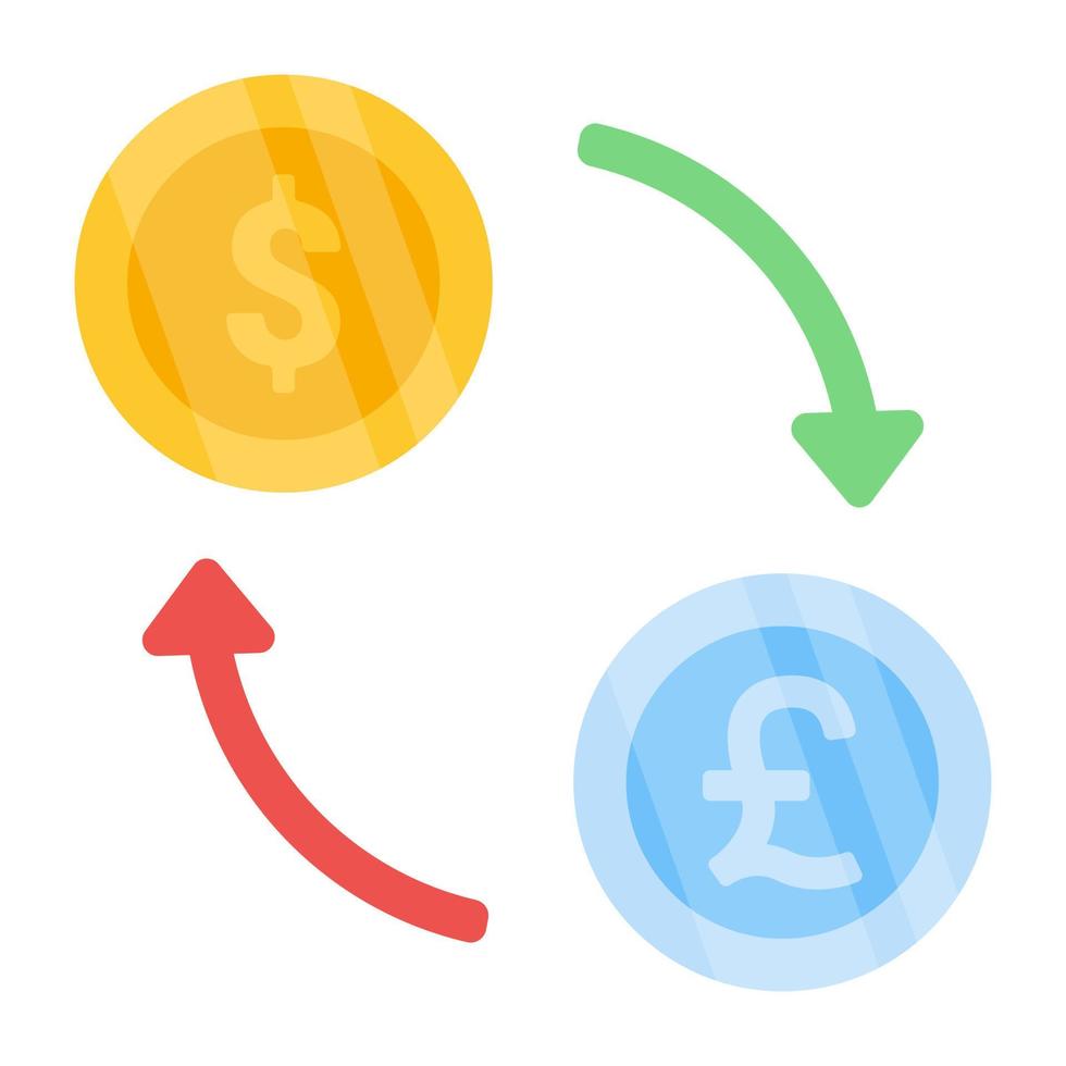 un'icona di design modificabile di conversione di denaro vettore