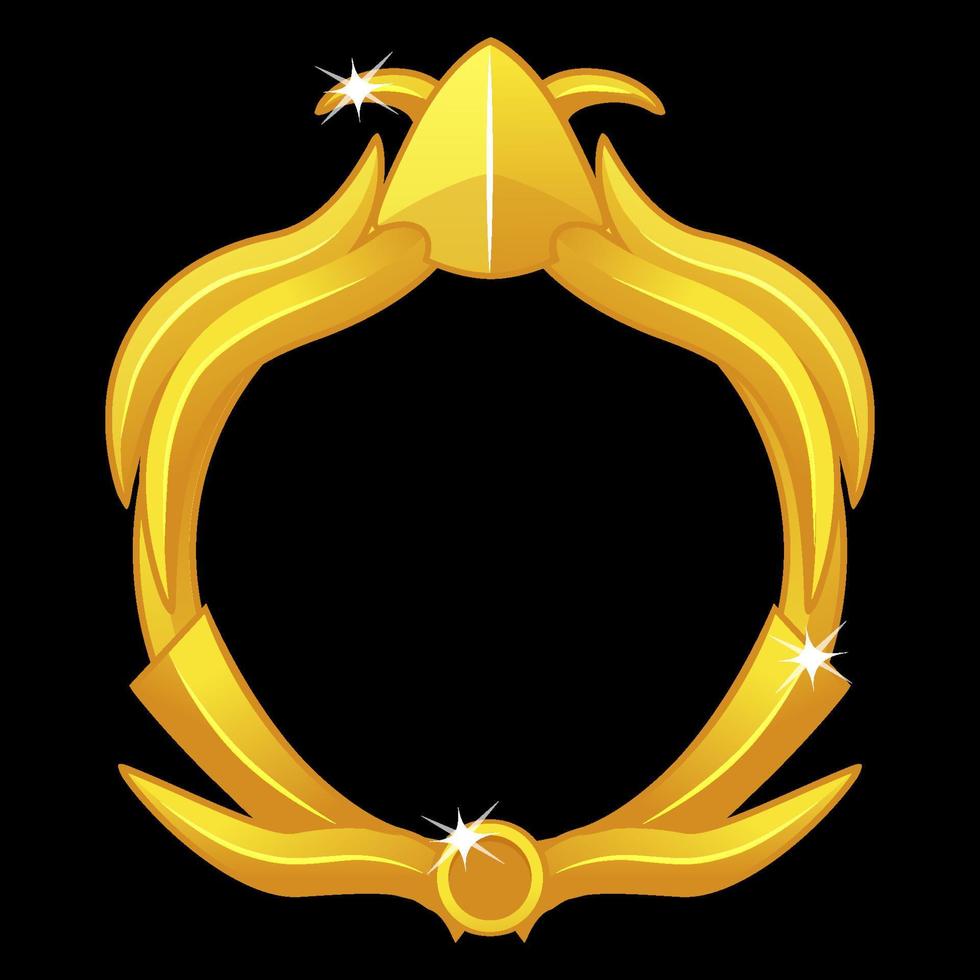 avatar con cornice di gioco dorata, modello rotondo per l'interfaccia utente di gioco. vettore