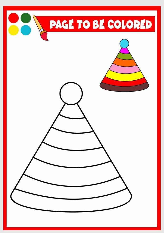 libro da colorare per bambini. cappello di compleanno vettore