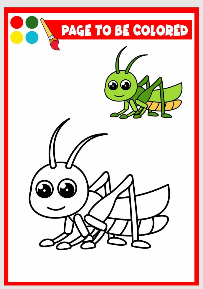 libro da colorare per kids.grasshopper vettore