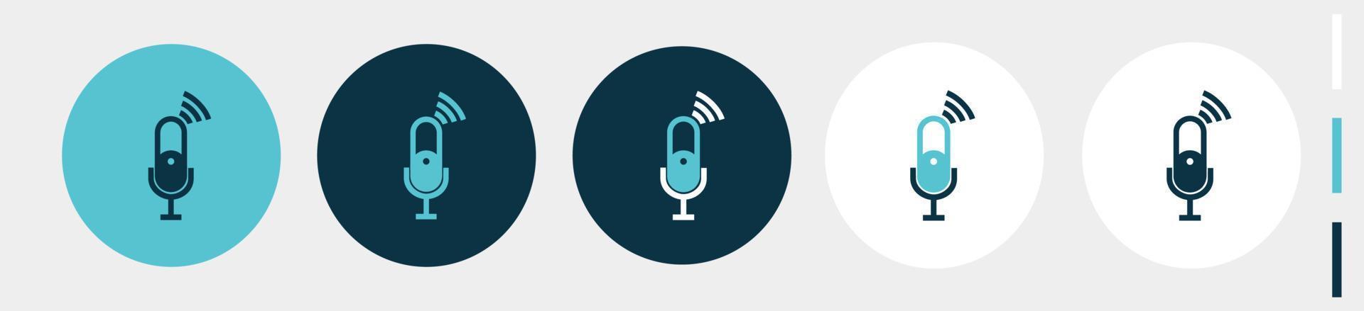 microfono con segnale. icone podcast per la trasmissione. isolato su bianco vettore