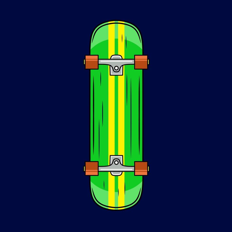 skateboard style vector line neon art potrait logo design colorato con sfondo scuro.