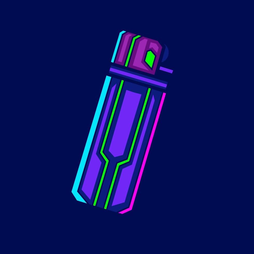 accendisigari cyberpunk linea logo pop art ritratto finzione design colorato con sfondo scuro. illustrazione vettoriale astratta.