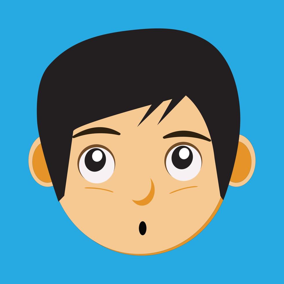 viso di ragazzo asiatico confuso adatto al prodotto per bambini vettore