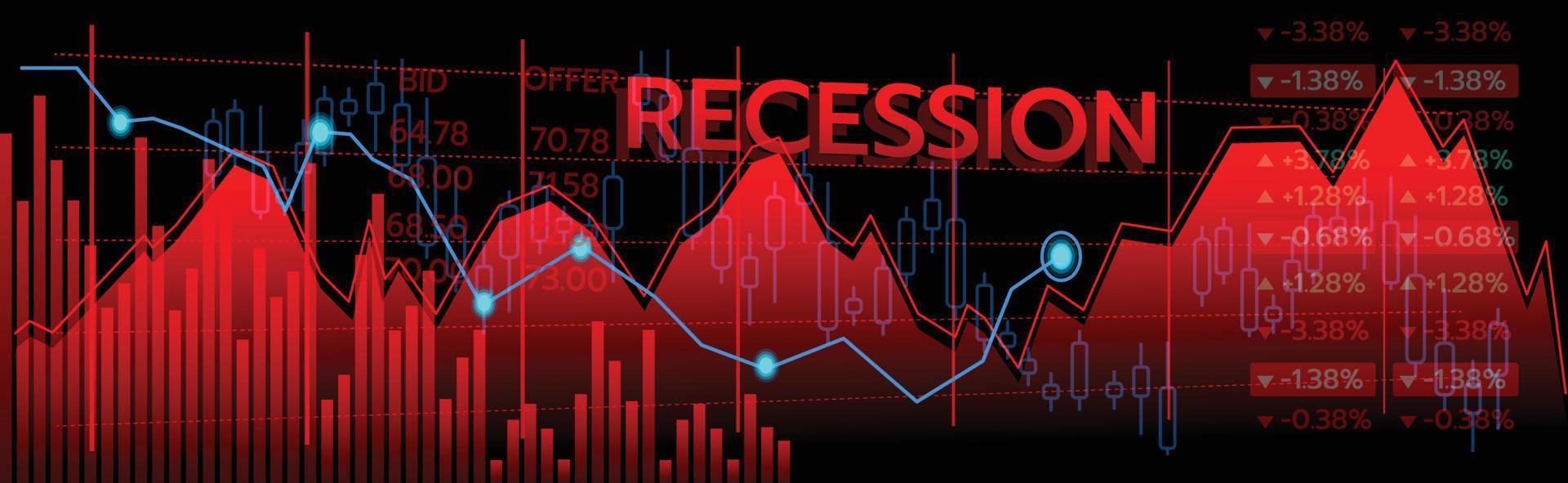 grafico a linee rosse di recessione vettore