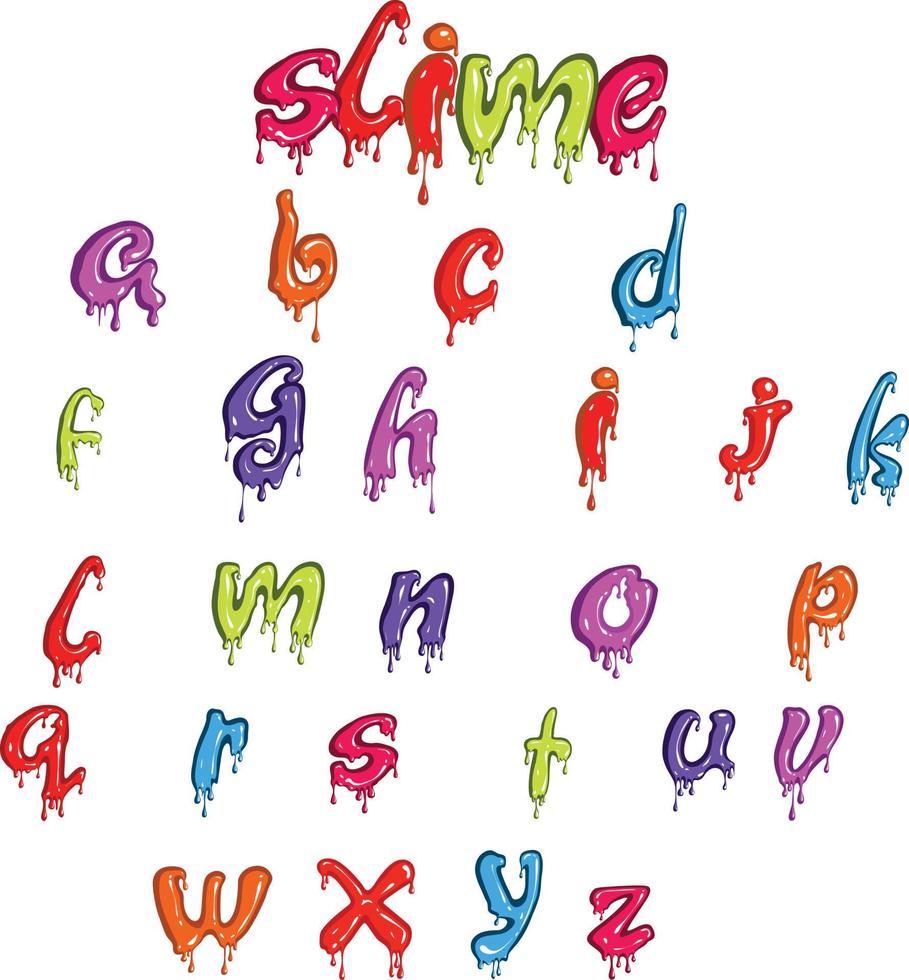 piccoli alfabeti colorati di melma vettore