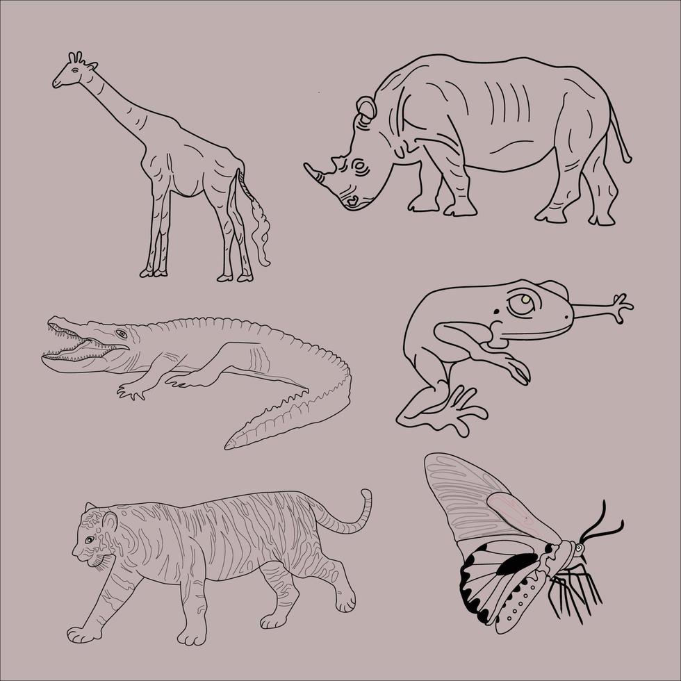 illustrazione di design animale per libro da colorare vettore