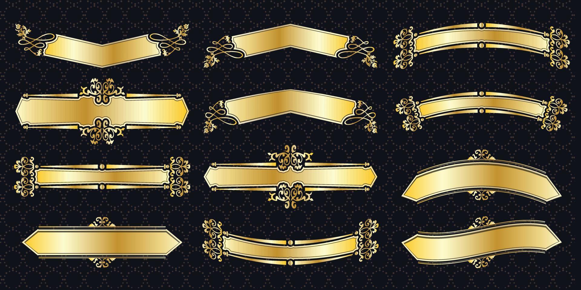 cornice set bordo ornato vintage dorato classico ornamentale elementi antichi banner grafico decorationelegant bundle di raccolta vettore