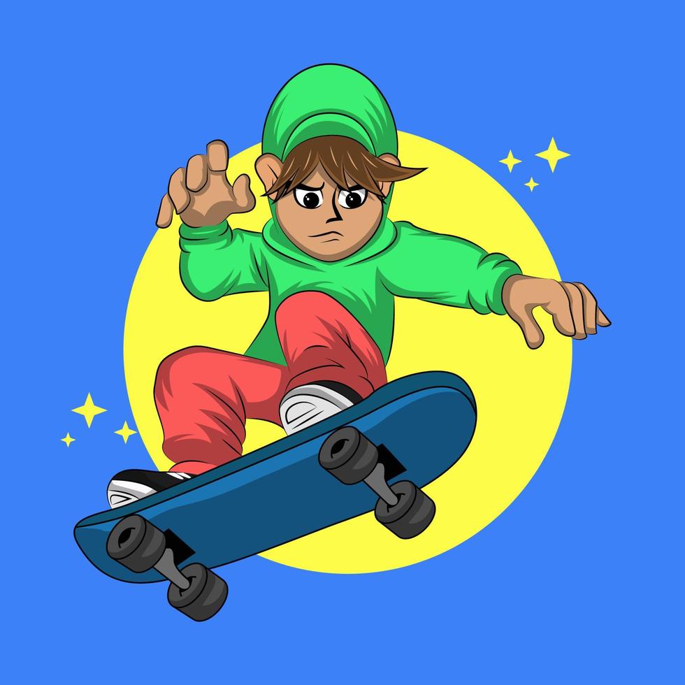ragazzo cartone animato con skateboard vettore